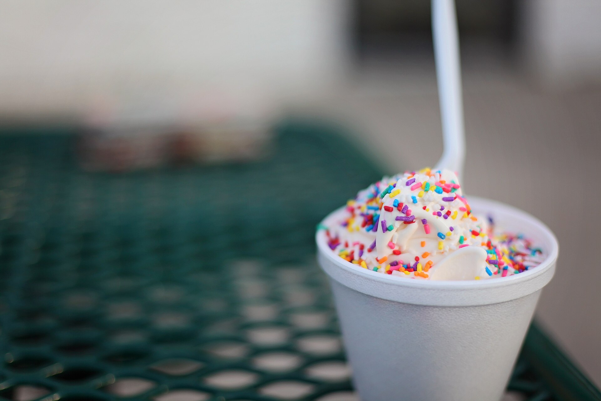Vanilla ice cream with colorful sprinkles